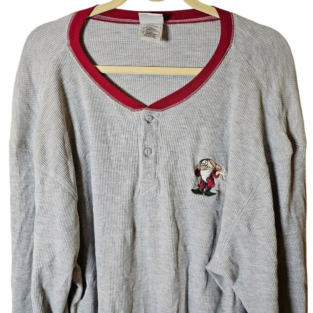 Disney Snow White Thermal Long Sleeve Gray Pajama Top - Picture 2 of 13